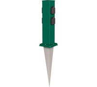Polly Garden Socket Column With Ground Spike For Outdoor, Ip44, 4-Time, Stainless Steel, Square, Green, 40 Cm