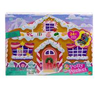 Polly Pocket Calendrier de l’Avent Maison en pain d’épices avec plus de 24 surprises, meubles de maison de poupée et accessoires de Noël, JFV13