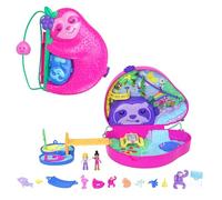 Polly Pocket Coffret 2 en 1 La Famille des Paresseux avec 12 Accessoires Dont 8 Animaux Et 2 Mini-Figurines, Jouet Voyage, Jouet Enfant, A Partir De 4 Ans, HRD40