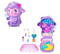 Polly Pocket Coffret Au pays des rêves, jouet de voyage avec 1 mini-figurine, une licorne de compagnie et des accessoires sur le thème de la nourriture et de la mode, JCB15