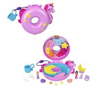 Polly Pocket Coffret Bouée Licorne Sparkle Cove Adventure avec 2 Mini-Figurines, 12 Accessoires, 2 Éléments Qui Changent De Couleur, Jeu D’Eau, Jouet Enfant, Dès 3 Ans, HKV34
