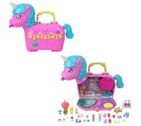 Polly Pocket - Coffret poupées Les licornes font la fête HYD96 avec montgolfière et 25+ accessoires