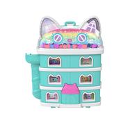 Polly Pocket Coffret Gabby et la Maison Magique, Mini-Figurines et Coffret de Jeu, 9 Accessoires à thème, Chats Pandy Pattes, Ptichou et Marine, JFV02