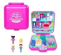 Polly Pocket Coffret Emblématique 80ème Anniversaire de Mattel, Coffret Maison avec 3 poupées, Un Animal de Compagnie et Une Jupe, mobilier sur Le thème des fêtes, JGK22