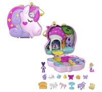 Polly Pocket Coffret Forêt des Licornes, avec Corne pailletée et décor de goûter, 2 Mini-Figurines et 13 Accessoires, Jouet Enfant, Dès 4 Ans, HCG20