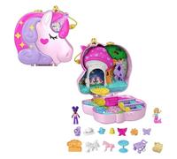 Polly Pocket Coffret Forêt des Licornes, avec Corne pailletée et décor de goûter, 2 Mini-Figurines et 13 Accessoires, Jouet Enfant, Dès 4 Ans, HCG20