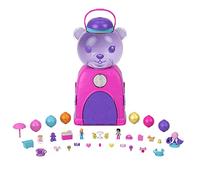 Polly Pocket Coffret L’Ours à Surprises, 4 espaces de Jeu, 32 éléments de Jeu : 2 poupées, Chewing-Gums Non comestibles et système de Recharge, à partir de 4 Ans, HJN90