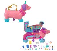 Polly Pocket Coffret La Fête du Chiot, Piñata Qui S’Ouvre sur Fête D’Anniversaire avec Une Piste De Roller, avec 2 Figurines Et Plus De 25 Accessoires, Jouet Enfant, Dès 3 Ans, HKV54