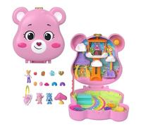 Polly Pocket Coffret Les Bisounours avec figurines, petite voiture et accessoires thématiques, jouet de voyage, coffret partenariat, JCC14
