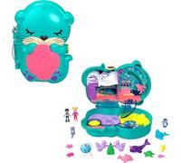 Polly Pocket Coffret Loutre Aquatique, thème Aquarium, avec Mini-Figurines Polly et Nicolas, 5 Surprises, 12 Accessoires, Jouet pour Enfant, HCG16
