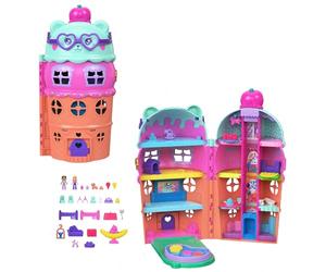 Polly Pocket Coffret Maison Cornet de Glace, Mini-Figurines, thématique Glace et Ours avec Plus de 25 Accessoires, Dont des Meubles, de la Nourriture et des Animaux de Compagnie, JKB89