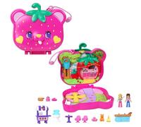 Polly Pocket Coffret Ourson Fraise avec Jardin, 2 Mini-Figurines, 12 Accessoires Dont Panier Élévateur, 5 Éléments De Jeu, Jouet Voyage, Jouet Enfant, A Partir De 4 Ans, HRD35