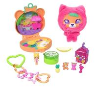 Polly Pocket Coffret Ourson Tout Doux, porte-clés et peluche avec accessoires et breloques sur le thème des fruits, JKC79