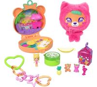Polly Pocket Coffret Ourson Tout Doux – Peluche amovible, Porte-clés rose, Hamac oscillant
