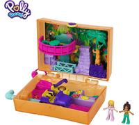 Polly Pocket Coffret Univers Safari dans la Jungle, Mini-Figurines Paresseux, Polly et Shani, Surprises et Autocollants Inclus, Jouet pour Enfant, GKJ53