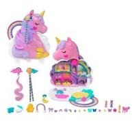 Polly Pocket - Coffret Salon De Coiffure Licorne Arc-En-Ciel - Tete a Coiffer - 4 ans+ HYD97 Jaune G