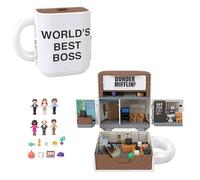 Polly Pocket Coffret The Office avec 6 Figurines de Personnages et 9 Accessoires, Jouet de partenariat à Collectionner, Coffret en Forme de mug, inspiré de la série The Office, JCC19