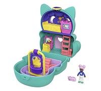 Polly Pocket Coffret Transformable réversible Chat avec Mini-Figurine, Lapin et Accessoires, Jouet Enfant, édition 2021, GTM61