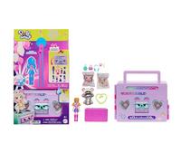Polly Pocket Color Reveal Disco Coffret jouet à emporter avec poupée sweat à capuche de 7,6 cm, 16 accessoires et révélation surprise dans l’eau, HRD65