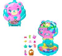 Polly Pocket Coffret Île des Paillettes JCB16 – Jouet de voyage avec mini-figurine sirène et animaux