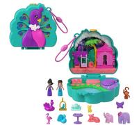 Polly Pocket Le Jardin du Paon Coffret jouet de voyage avec 2 mini-figurines, animaux et accessoires, HWN97
