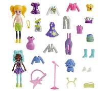 Polly Pocket Lot de 2 poupées et 25 pièces tendance pour filles de 4 ans et plus