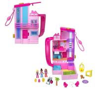 Polly Pocket Maison de Rêve Barbie Coffret avec 3 Mini-Figurines, 1 Chiot, 11 Accessoires, Ascenseur et Piscine, HWP11