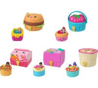 Polly Pocket Micro Dolls & Compacts with Toy Cars, Food Theme Vehicle Collection