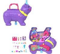 Polly Pocket Micro poupées et ensemble de jeu avec 23 accessoires surprises, y compris les animaux domestiques, fête d'anniversaire, jeu de chaton, grande roue