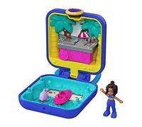 Polly Pocket Mini-Coffret Univers Shani à la Plage, Mini-Figurines Shani et Dauphin, Autocollants Inclus, Jouet pour Enfant, GKJ44