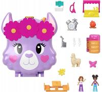 Polly Pocket Mini Jouet, Camp Aventure Coffret Lama Set de jeu avec 2 poupées et accessoires