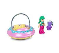 Polly Pocket Mini véhicule en métal à collectionner, poupée articulée et animal de compagnie - Poupée Polly's Friend avec Donut sur le thème OVNI et chiot violet (avec casque spatial)