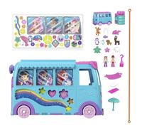 Polly Pocket Coffret Van Transformable des Animaux avec véhicule, mini-figurines et accessoires, dont animaux de compagnie et petit véhicule