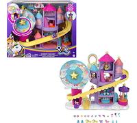 Polly Pocket - Playset Lunapark Arc-en-Ciel avec 3 manèges, 7 Zones de Jeu, 2 Micro Poupées Polly et Shani, 2 Licornes et 25 Surprises, Jouet pour Enfants 4+ Ans, GYK44