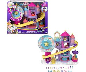 Polly Pocket - Playset Lunapark Arc-en-Ciel avec 3 manèges, 7 Zones de Jeu, 2 Micro Poupées Polly et Shani, 2 Licornes et 25 Surprises, Jouet pour Enfants 4+ Ans, GYK44