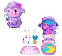 Polly Pocket Coffret Au pays des rêves, jouet de voyage avec 1 mini-figurine, une licorne de compagnie et des accessoires sur le thème de la nourriture et de la mode, JCB15