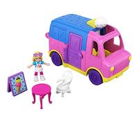 Polly Pocket Pollyville Le Camion de Glaces, Table, Chaise, Mini-Figurine Polly, Accessoires et Autocollants, Jouet Enfant, Édition 2019, GGC40