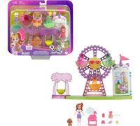 Polly Pocket Poupée et kit de jeu, friandises tropicales, jouet alimentaire pour carnaval, contient une poupée de 7,6 cm, 1 chiot, 10 accessoires et une grande roue araignée