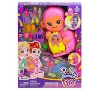 Polly pocket - sac a main surprises maman singe et bebe - coffret jeu 2 en 1 - figurines animaux accessoires - set jouet et carte