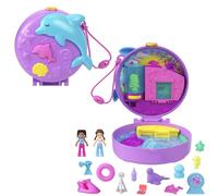 Polly Pocket Sauvetage du dauphin Coffret avec 2 mini-figurines, animaux marins et accessoires de l’océan, HWN96