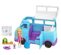 Polly Pocket Van Aventure avec 2 Mini-Figurines et des Accessoires de Camping à Deux échelles, Jouet Enfant, édition 2019, FTP74