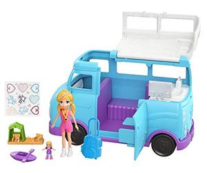 Polly Pocket Van Aventure avec 2 Mini-Figurines et des Accessoires de Camping à Deux échelles, Jouet Enfant, édition 2019, FTP74