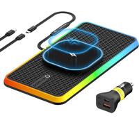 Polmxs Magsafe 15w Rgb Wireless Charging Pad With Led Multicolor And Car Charger Compatible With Iphone