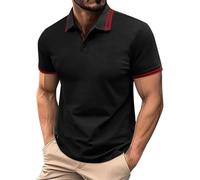 Polo à boutons tendance pour homme, léger et respirant, tenue de vacances, coupe classique, extensible, hauts de sport, Noir , L