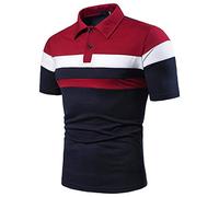 Polo à manches courtes à rayures avec 3 boutons pour homme - Style décontracté - Pour l'été, le golf, la gym, le travail, le travail, Z01-navy-polo Shirts pour Homme, M