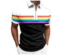 Polo à manches courtes avec drapeau arc-en-ciel Gay Pride pour homme - Coupe droite - Style décontracté - T-shirt athlétique - T-shirt de travail - LGBT - Égalité LGBT - Chemisier à manches courtes