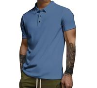 Polo à manches courtes en coton avec poche pour homme - T-shirt extensible pour le travail quotidien - T-shirt de golf avec boutons, Z02-navy-polo Shirts pour Homme, XXL