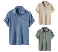 Polo à manches courtes en velours côtelé avec poche pour homme - T-shirt rétro boutonné - Hauts d'été décontractés, Polos verts pour hommes, M