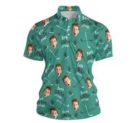 Polo à manches courtes pour homme avec imprimé intégral de Pin-up Girls - Chemise décontractée originale dans le style rétro des années 50 - T-shirt décontracté pour un look amusant, Style_o01 Vert