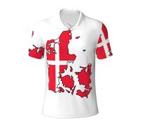 Polo à manches courtes pour homme avec motif carte du drapeau danois, évacuation de l'humidité, séchage rapide, performance, noir, Taille 3XL